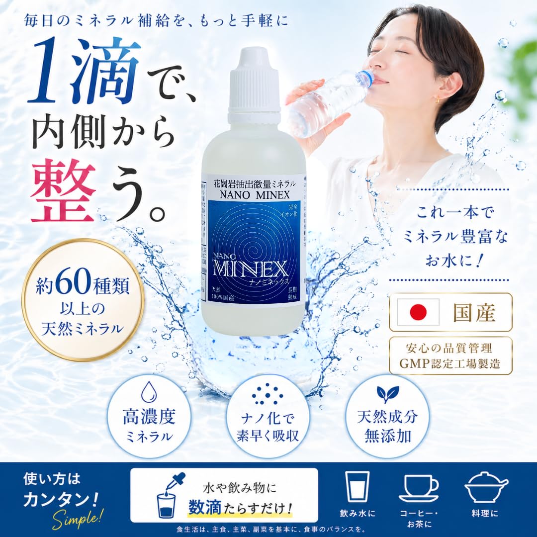 ナノミネックス　新品未使用　ミネラル 花崗岩抽出マルチミネラル NANOMINEX ナノミネックス ミネラル補給